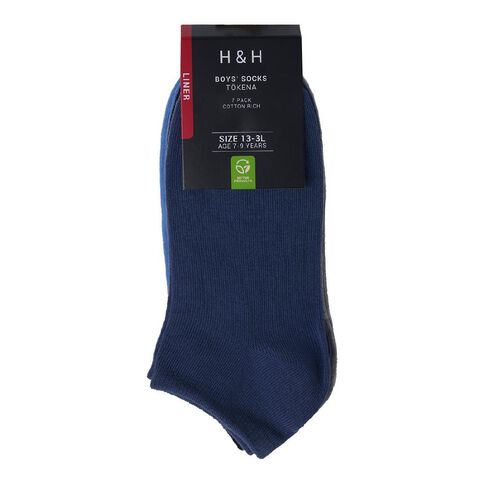 H&H Kids' Plain Liner Socks 7 Pack