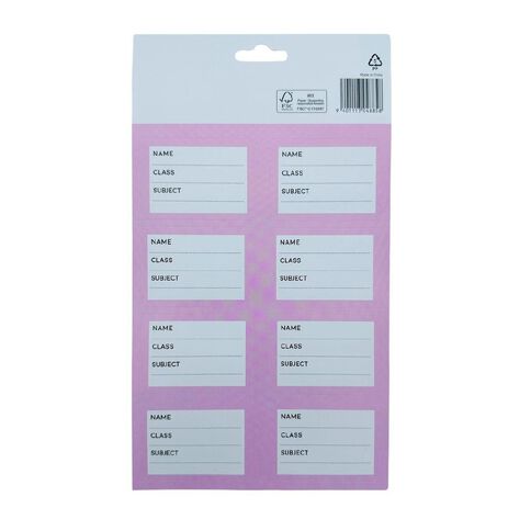 WS Colour Pop Book Labels Pink