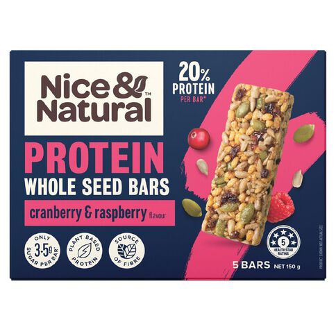 Nice & Natural Protein Whole Seed Bars Cranberry Raspberry 5 Pack