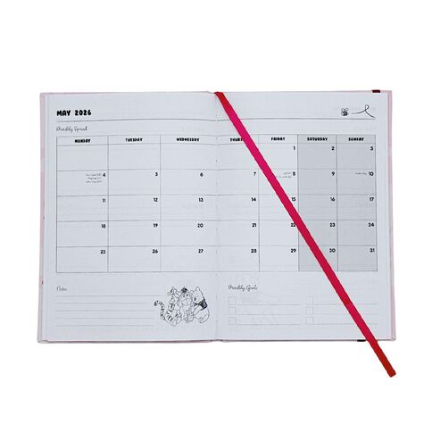 Winnie the Pooh 2026 Week To Date Diary Pink A5