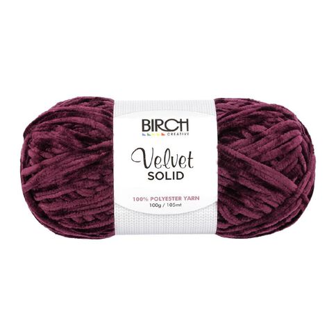 Birch Velvet Yarn 100% Polyester 100G Wine