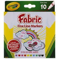 Crayola Fine Line Fabric Markers Multi-Coloured 10 Pack