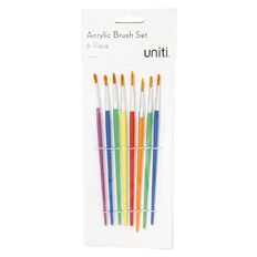 Uniti Acrylic Brush Set 8 Pack Multi-Coloured