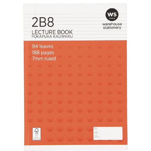 WS Lecture Book 2B8 7mm Ruled Hardcover 94 Leaf Red Mid