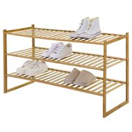 Living & Co Bamboo Stackable Shoe Rack 3 Tier