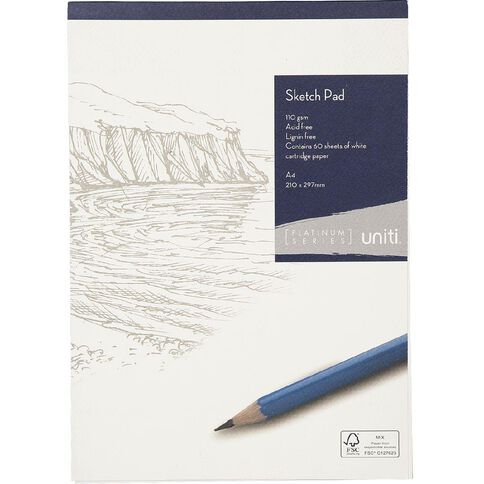 Uniti Platinum Sketch Pad 110gsm A4 60 Sheets