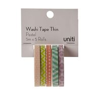 Uniti Washi Tape Thin 5 Pack Pastels