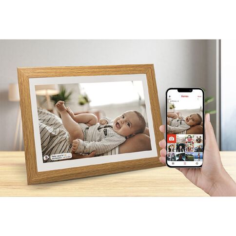 Jackson Frameo 10 inch WiFi Digital Photo Frame With Oak Frame White