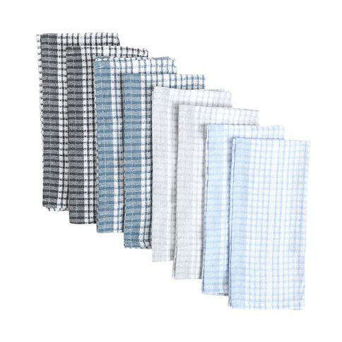 Living & Co Tea Towel Set Dobby Multi-Coloured 8 Pack