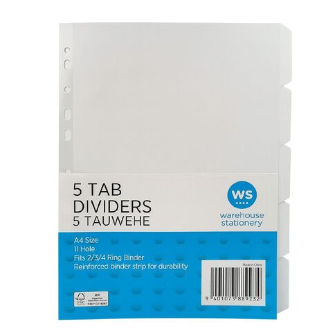 WS 5 Tab Wide White Dividers