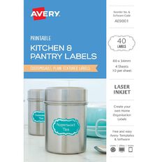 Avery Printable Kitchen & Pantry Labels 60mm x 34mm 40 Labels
