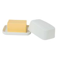 Living & Co Ceramic Butter Dish 18 x 13cm White