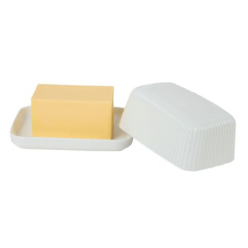 Living & Co Ceramic Butter Dish 18 x 13cm White