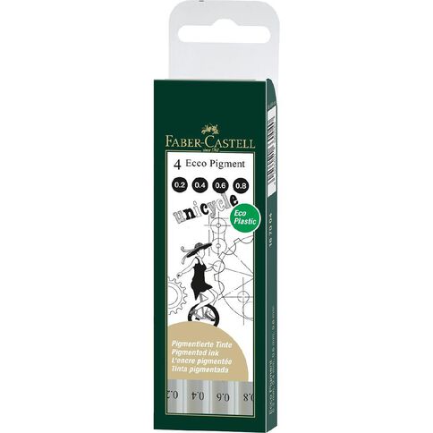 Faber-Castell Ecco Pigment Fibre Tip Pen Wlt (0.2/0.4/0.6/0.8mm) Black