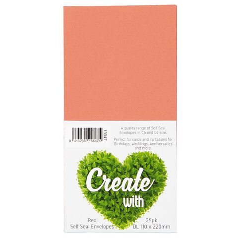 Create With DL Envelope Red 25 Pack