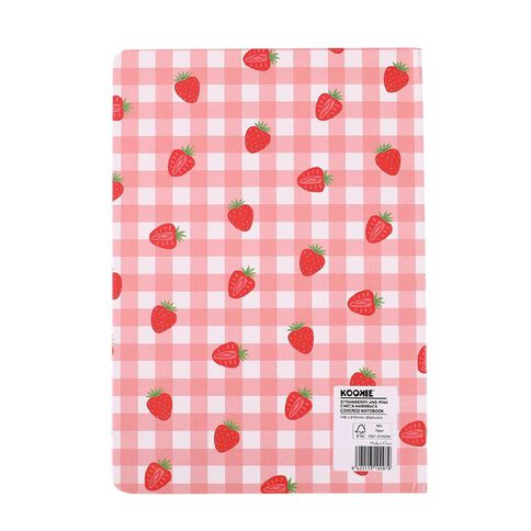 Kookie Strawberry And Pink Check Hardback Covered Notebook A5