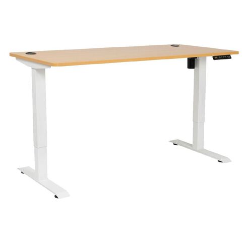 Jasper J Emerge Single Motor HA Desk 1500x750 Beech Top White Base