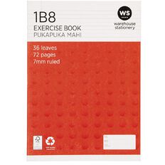WS Exercise Book 1B8 7mm Ruled 36 Leaf Red Mid