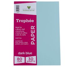 Trophee Paper 80gsm 30 Pack Blue Dark A4