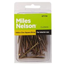 Miles Nelson Yellow Zinc Square Drive Screws 8mm x 65mm