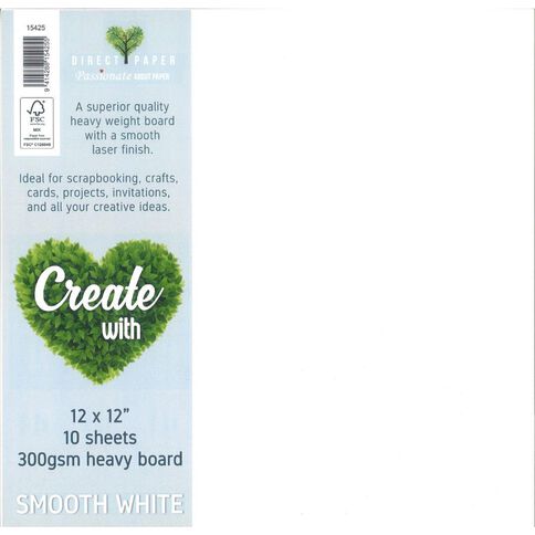 Uniti Value Cardstock 300gsm 10 Pack White 12in x 12in