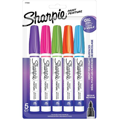 Sharpie Oil-Based Paint Marker Medium Point Assorted 5 Pack | Warehouse ...