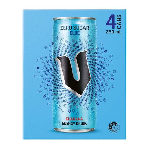 V Energy Drink Zero Sugar Blue 250ml 4 Pack