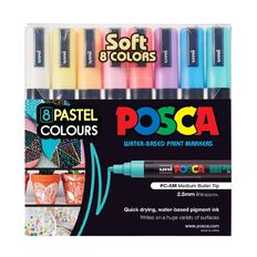 Uni Posca Marker 1.8-2.5 Soft Colour 8 Pack Assorted