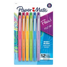 Paper Mate Medium Fashion Flair Felt-Tip Pen 12 Pack Assorted