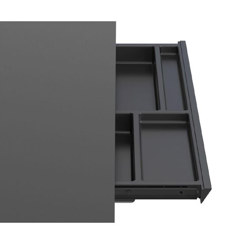 Workspace Height Adjustable Desk 1200W with Drawer Frosted Glass Black