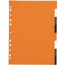 Office Supply Co 8 Tabbed File Divider Polypropylene Multi-Coloured A4