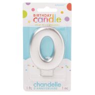 Candle Metallic Numeral #0 Silver