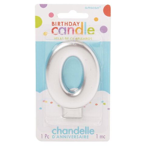 Candle Metallic Numeral #0 Silver