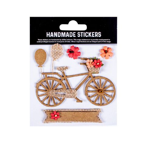 Handmade Kraft & Burlap Embellishment Floral Ride 6pc
