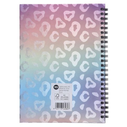 WS 2026 Diary A5 Week to View Spiral Animal Print