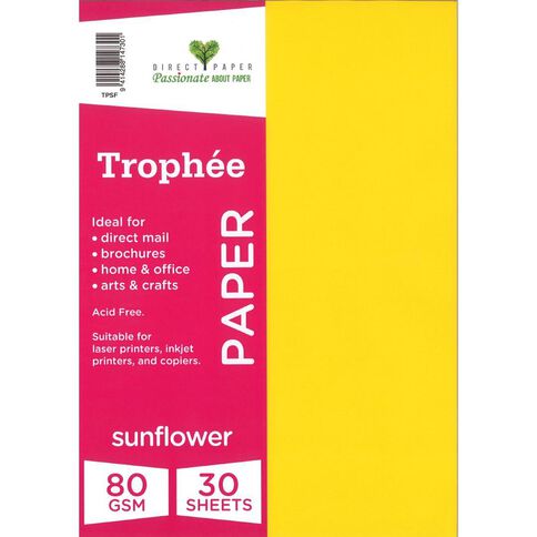 Trophee Paper 80gsm Sunflower A4 30 Pack