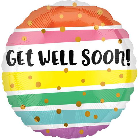 Anagram Get Well Bold Stripes Foil Balloon Standard 17in