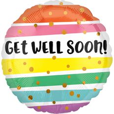 Anagram Get Well Bold Stripes Foil Balloon Standard 17in
