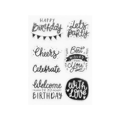Uniti Stencil Celebration Stamps Clear 7 Pack