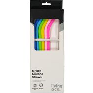 Living & Co Silicone Straws Multi-Coloured 6 Pack
