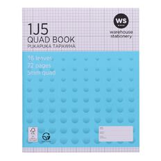 WS Exercise Book 1J5 5mm Quad 36 Leaf Blue