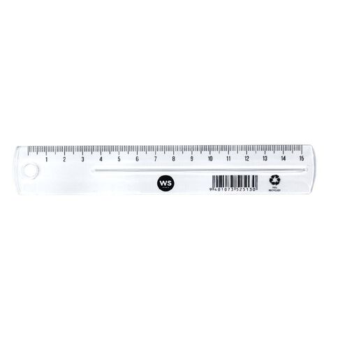 WS Recycled Plastic Ruler 15cm Clear