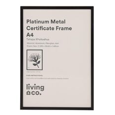 Living & Co Platinum Metal Certificate Frame Black A4