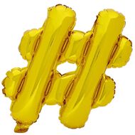 Artwrap Foil Balloon Hash Tag Gold 35cm