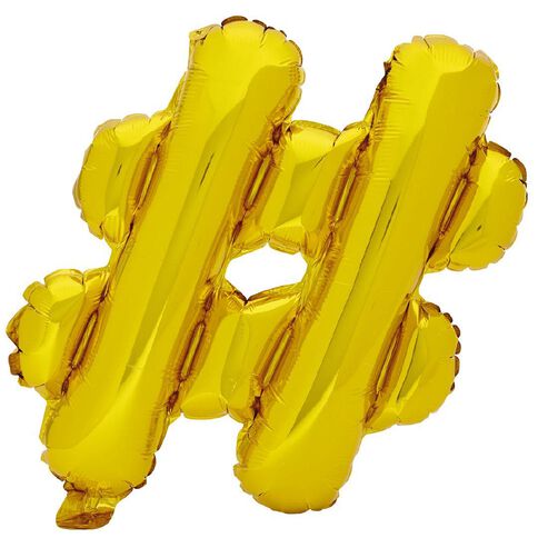 Artwrap Foil Balloon Hash Tag Gold 35cm