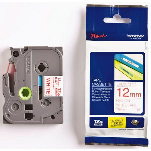 Brother TZe232 Label Tape Red On White 12mm x 8m