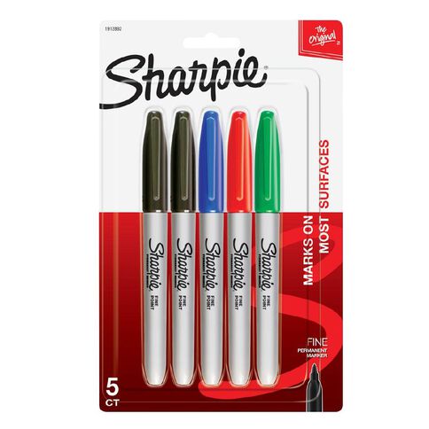 Sharpie Permanent Marker Fine Assorted Colours Assorted 5 Pack