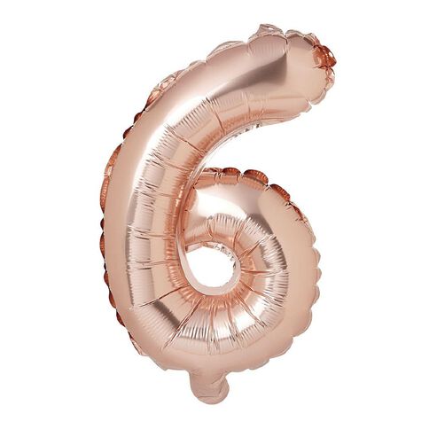 Artwrap Party Foil Balloon Number 6 Rose Gold 35cm
