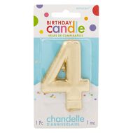 Candle Metallic Numeral #4 Gold