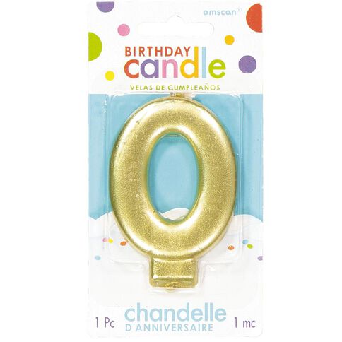 Candle Metallic Numeral #0 Gold